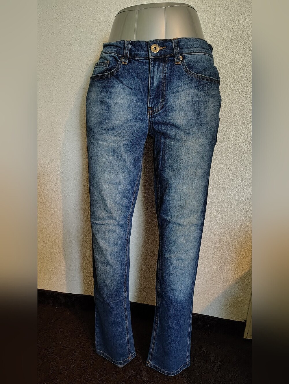 Request Premium Blue Denim Jeans Slim Straight Men Size Tag 30 - Picture 3 of 7